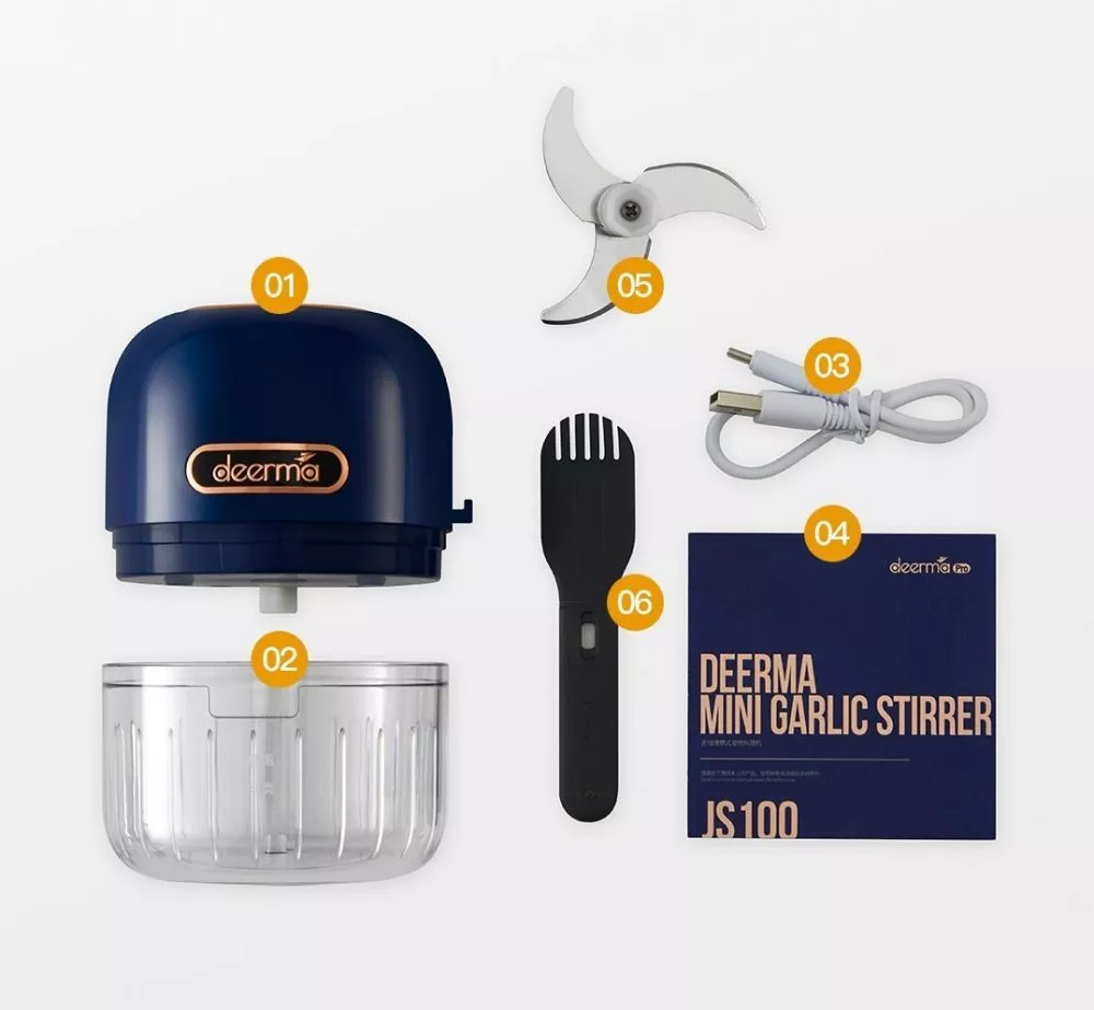 Измельчитель Deerma DEM-JS100 Mini Garlic Grinder синий— фото №3