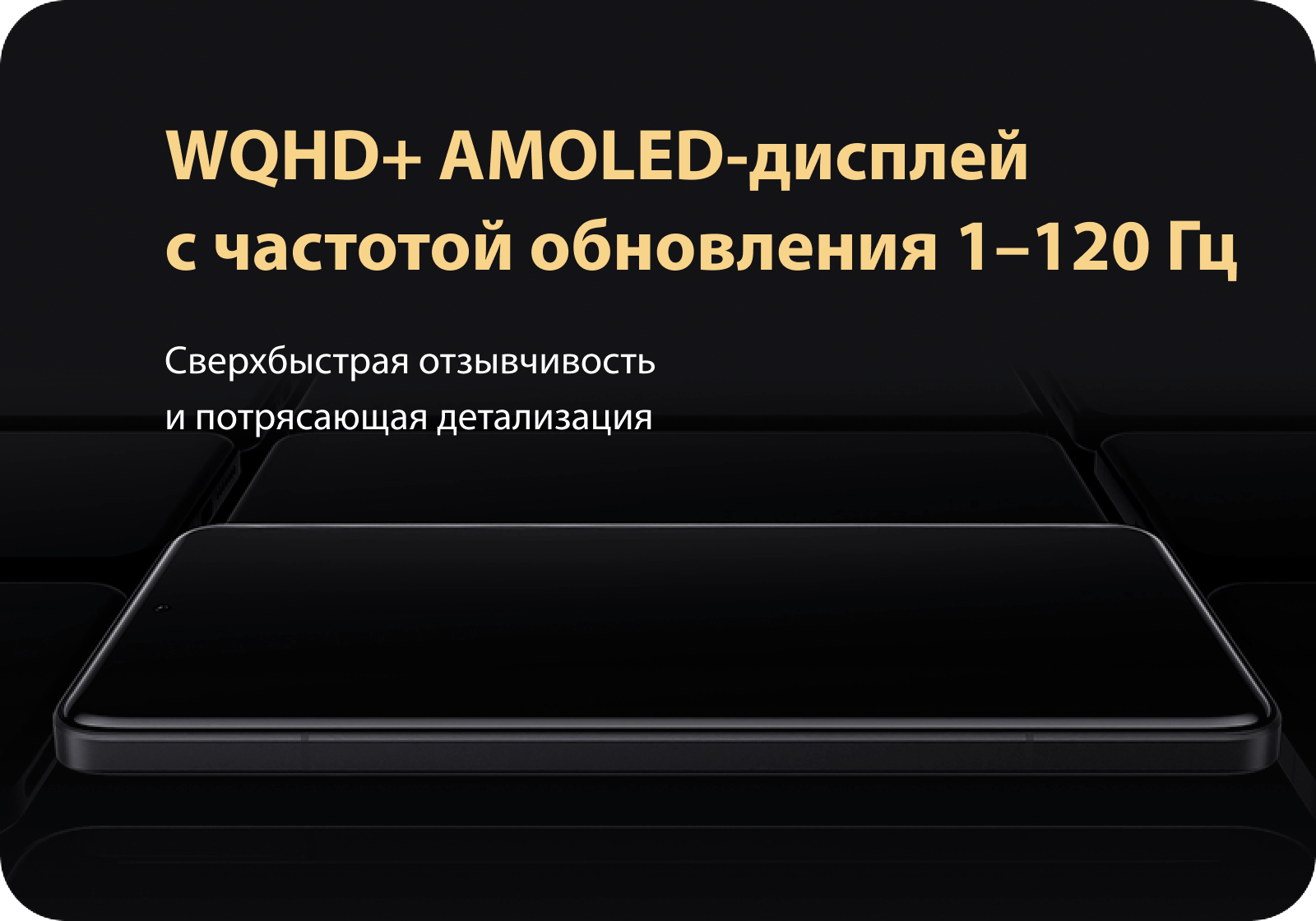 WQHD+ AMOLED-дисплей с частотой обновления 1–120 Гц. Сверхбыстрая отзывчивость и потрясающая детализация